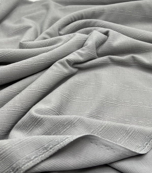Grey Soft Striped Textured Stretch Fabric