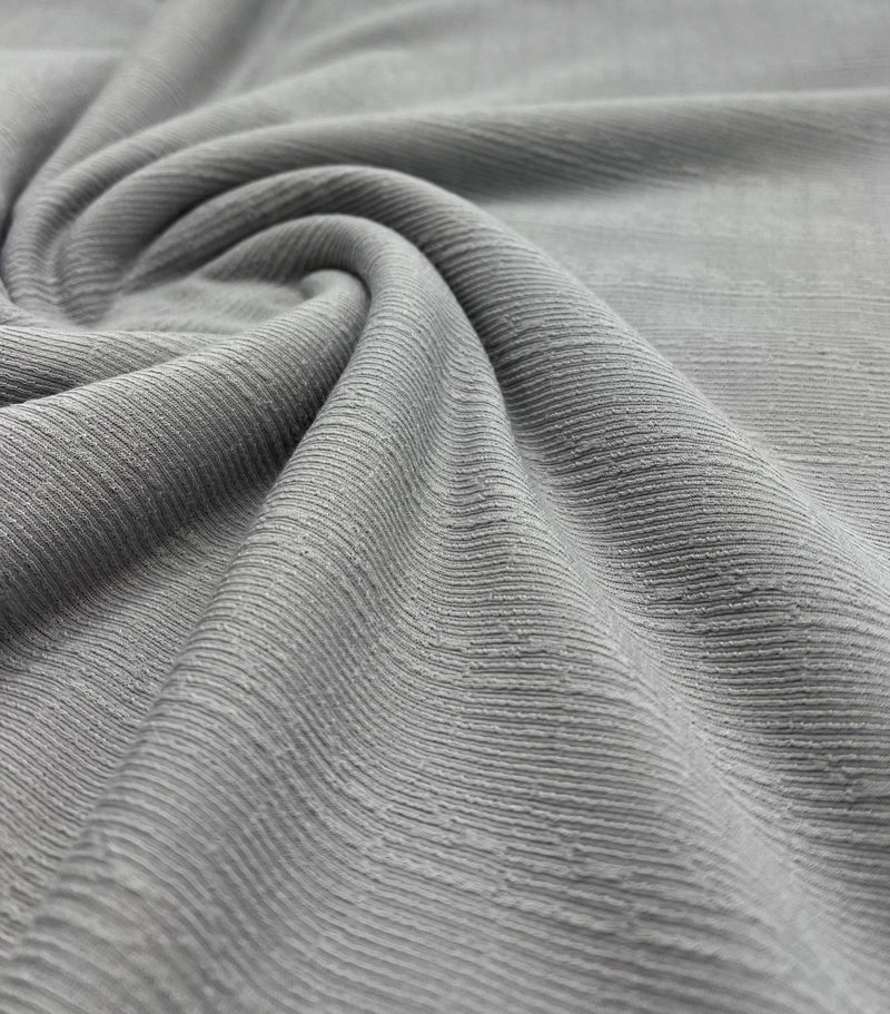 Grey Soft Striped Textured Stretch Fabric
