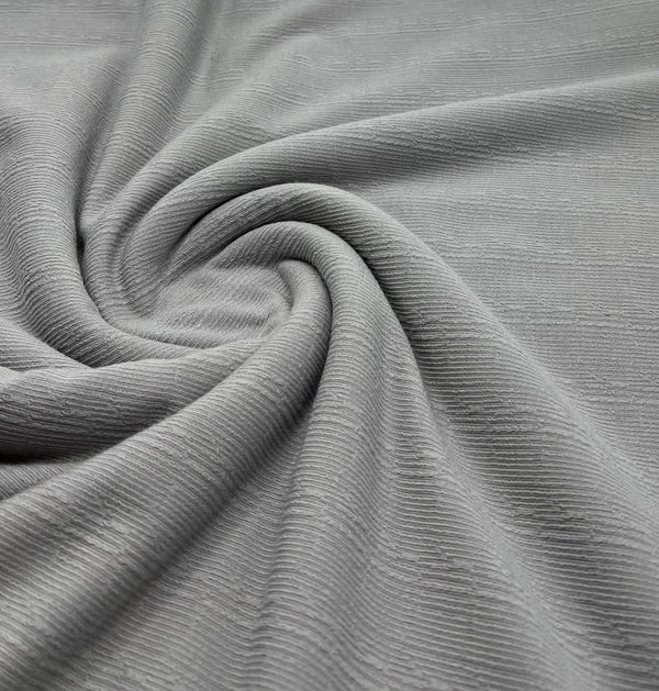 Grey Soft Striped Textured Stretch Fabric