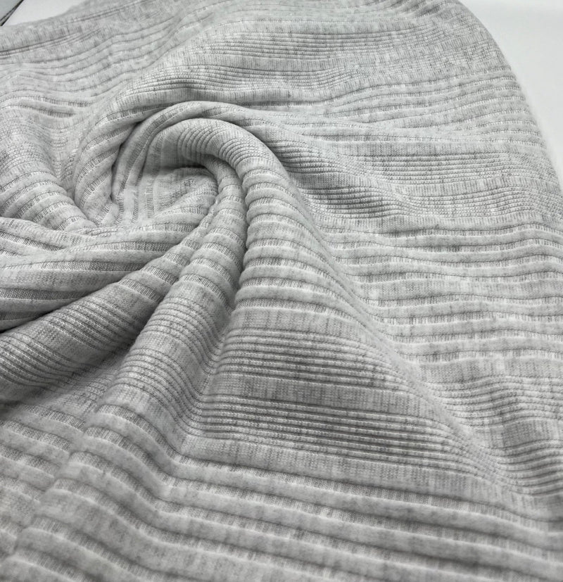 Grey Wide Soft Brushed Cosy Wide Rib Stretch Fabric
