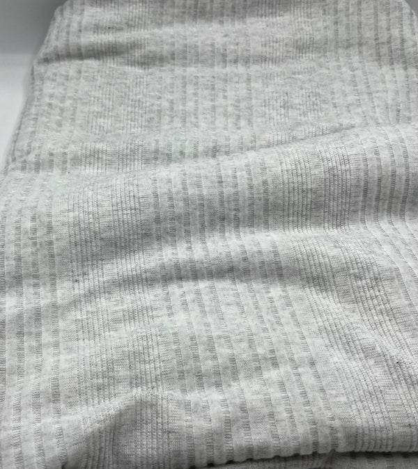 Grey Wide Soft Brushed Cosy Wide Rib Stretch Fabric