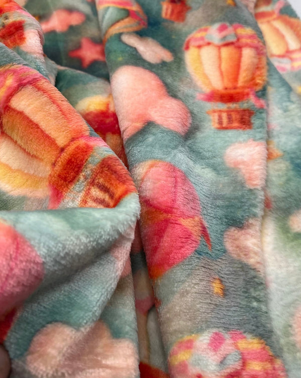Hot Air Balloons Cuddle Fleece Fabric Blanket Loungewear