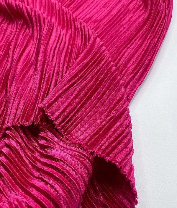 Hot Pink Cerise Plisse Pleated 2 Way Stretch Fabric