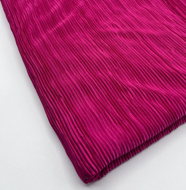 Hot Pink Cerise Plisse Pleated 2 Way Stretch Fabric