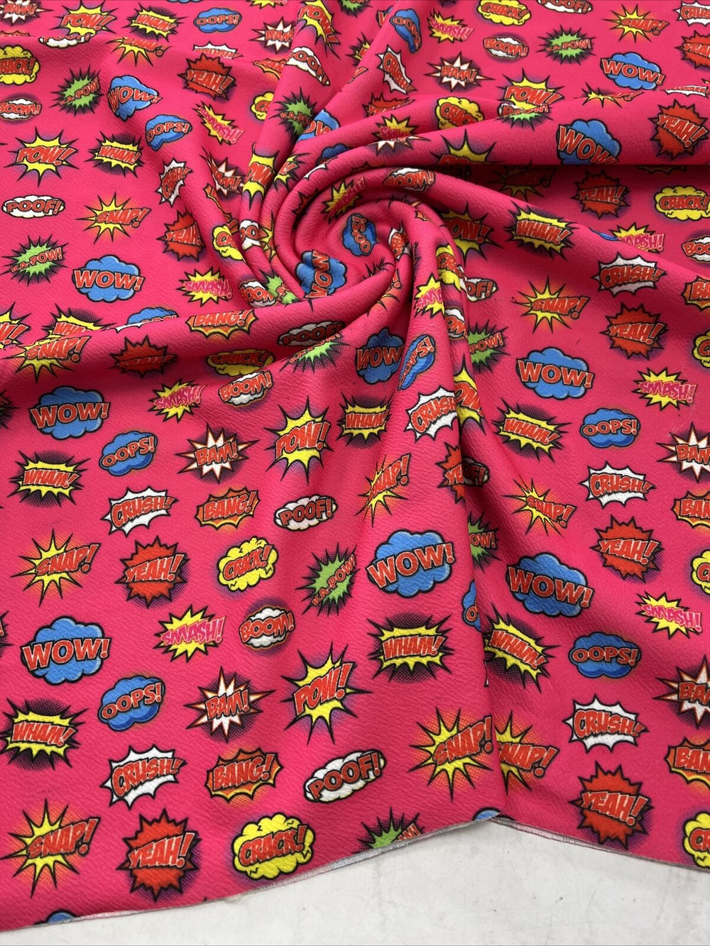 Hot Pink Comic Print Liverpool Bullet Stretch Fabric