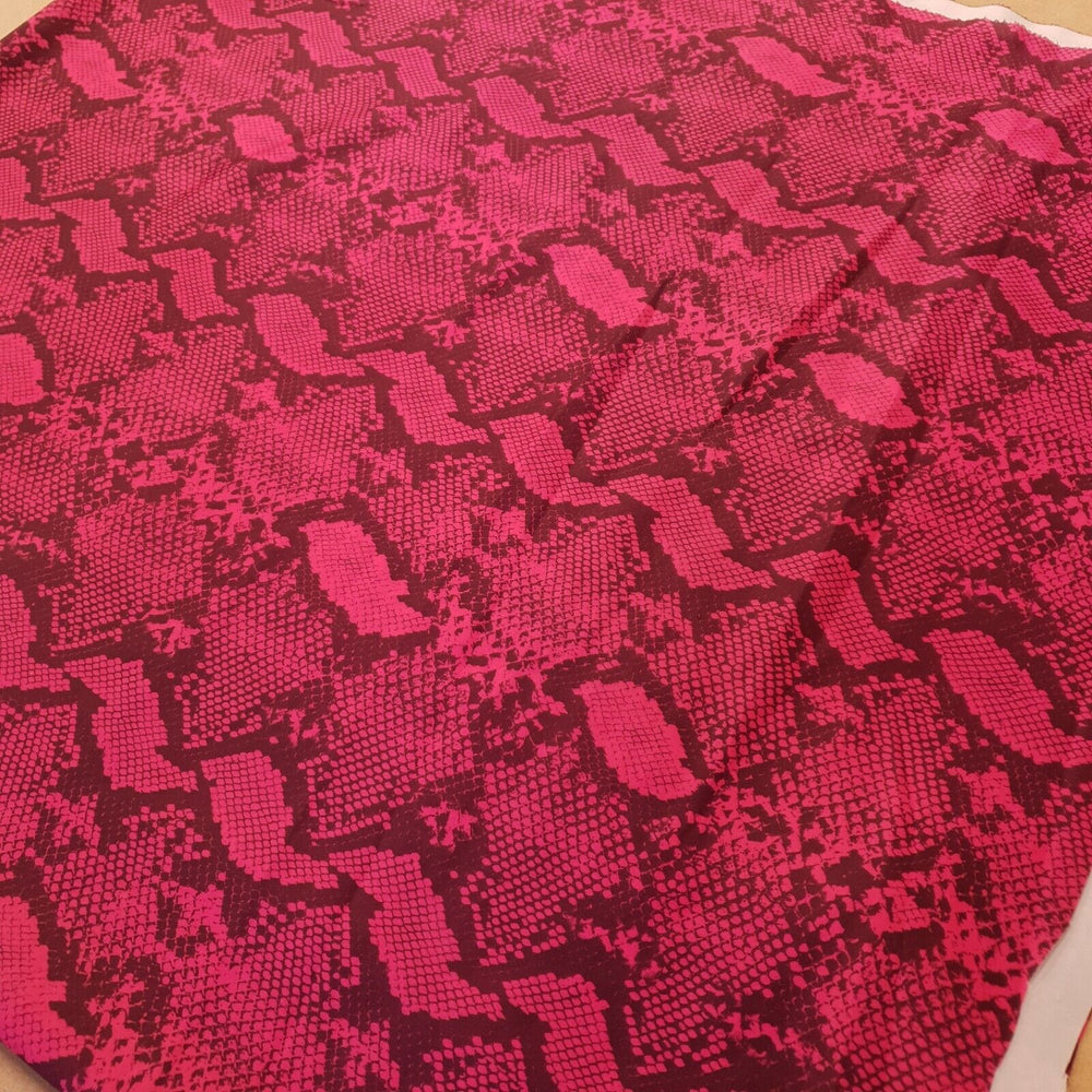 Hot Pink Snake Printed Plain Scuba 4 Way Stretch Jersey Fabric