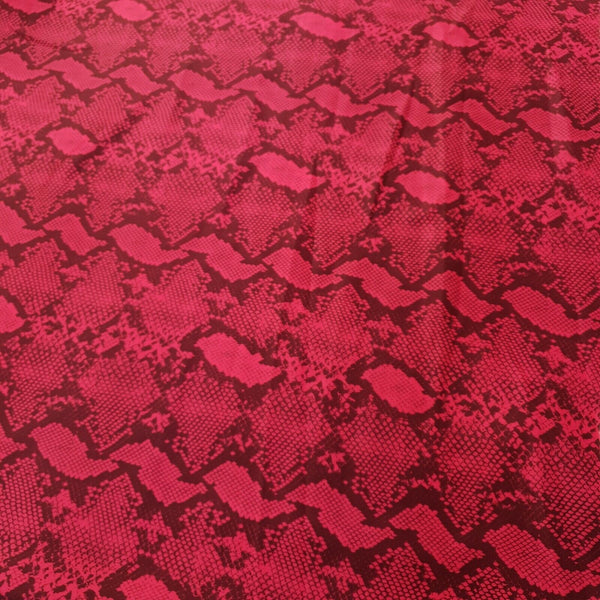 Hot Pink Snake Printed Plain Scuba 4 Way Stretch Jersey Fabric
