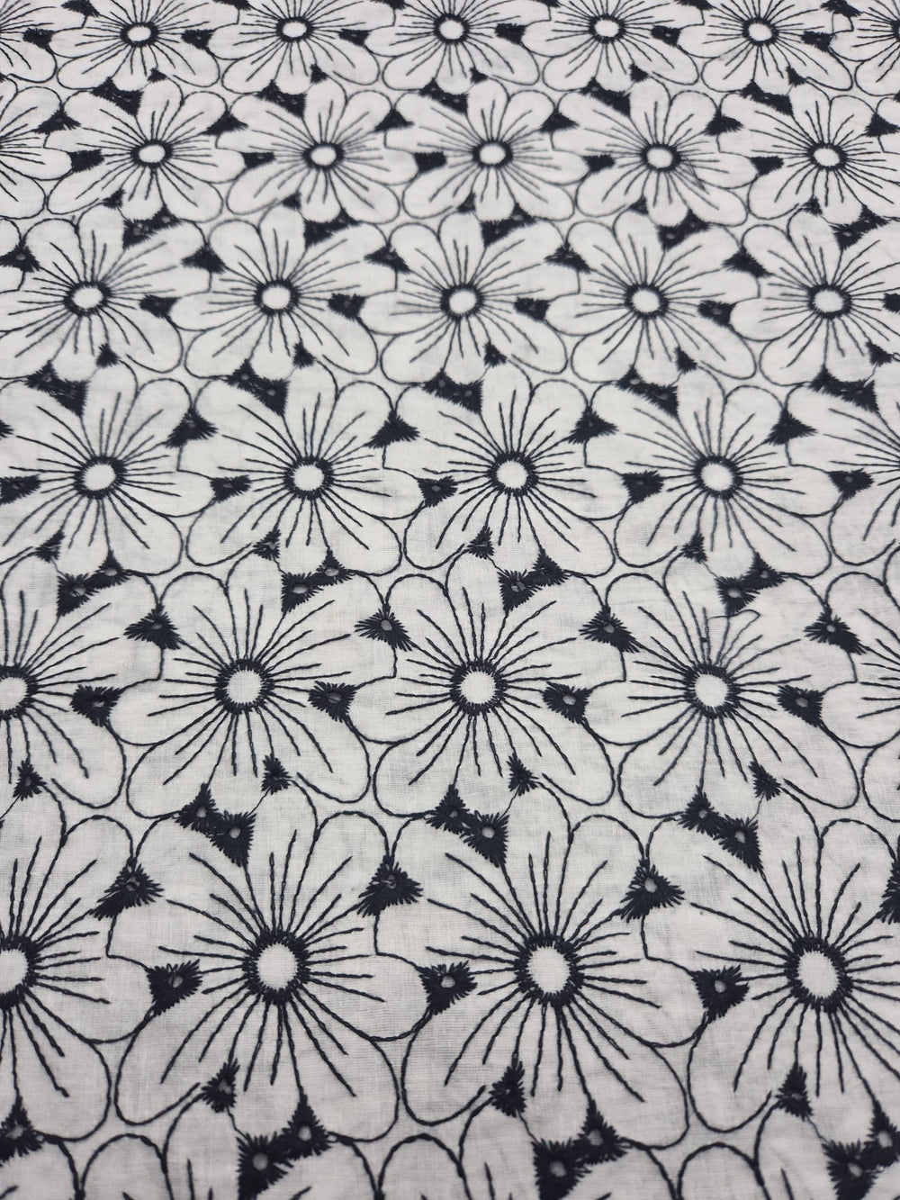 Ivory Embroidered Floral Lightweight Non Stretch Woven Fabric