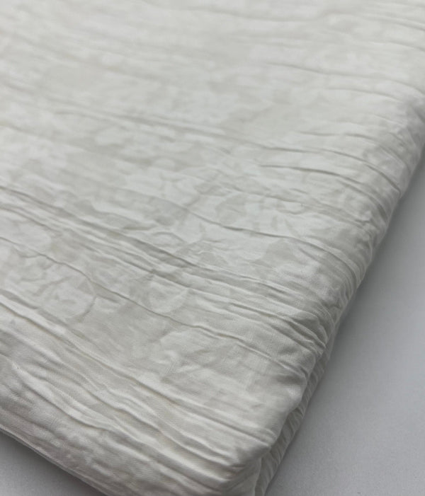 Ivory Floral Crinkled Lightweight Non Stretch Woven Fabric