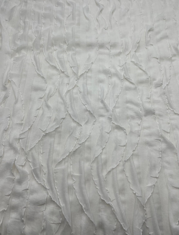 Ivory New Ruffle Textured 4 Way Stretch Fabric