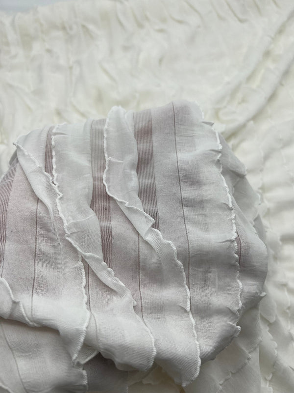 Ivory New Ruffle Textured 4 Way Stretch Fabric