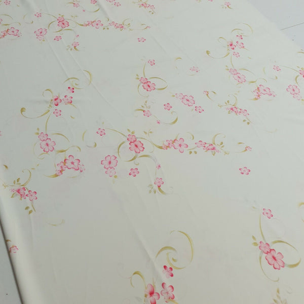Ivory Pink Swirl Printed Scuba Crepe Jersey Fabric 4 Way Stretch