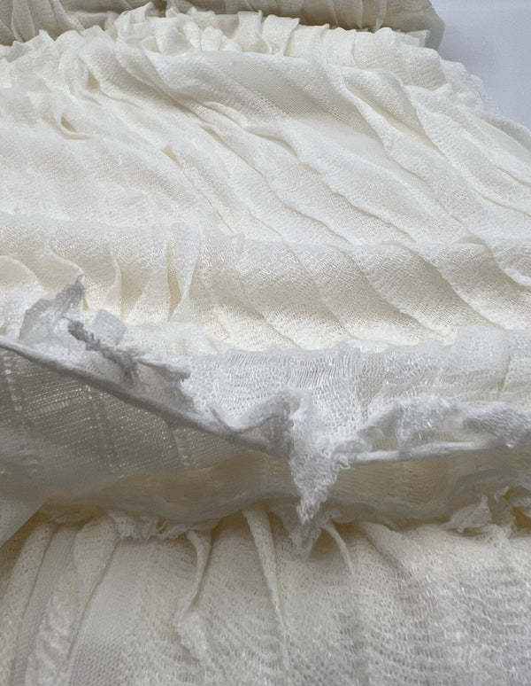 Ivory Ruffle Textured 4 Way Stretch Fabric