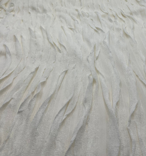Ivory Ruffle Textured 4 Way Stretch Fabric