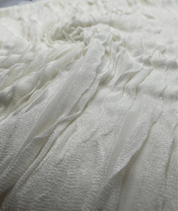 Ivory Ruffle Textured 4 Way Stretch Fabric