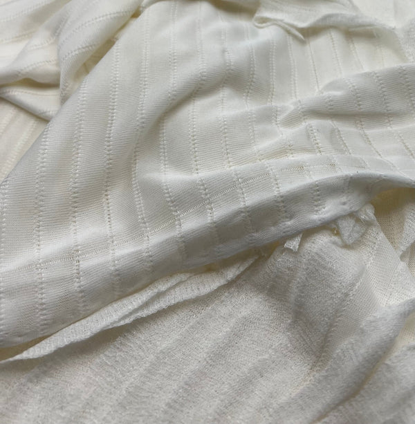 Ivory Ruffle Textured 4 Way Stretch Fabric