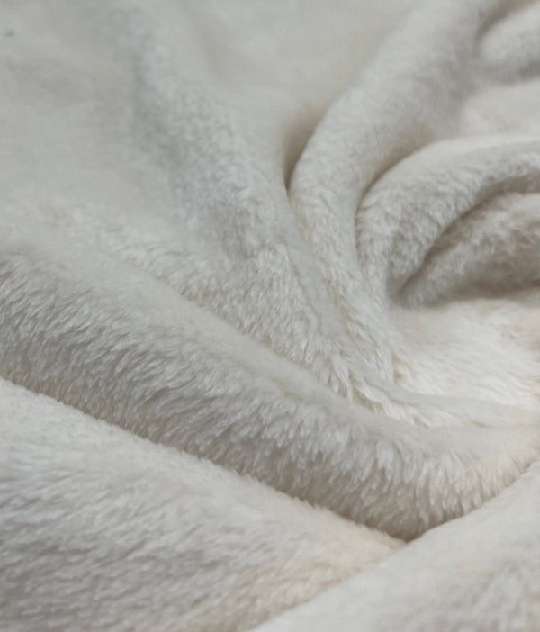 Ivory Super Soft Plain Cuddle Fleece Fabric Blanket Loungewear