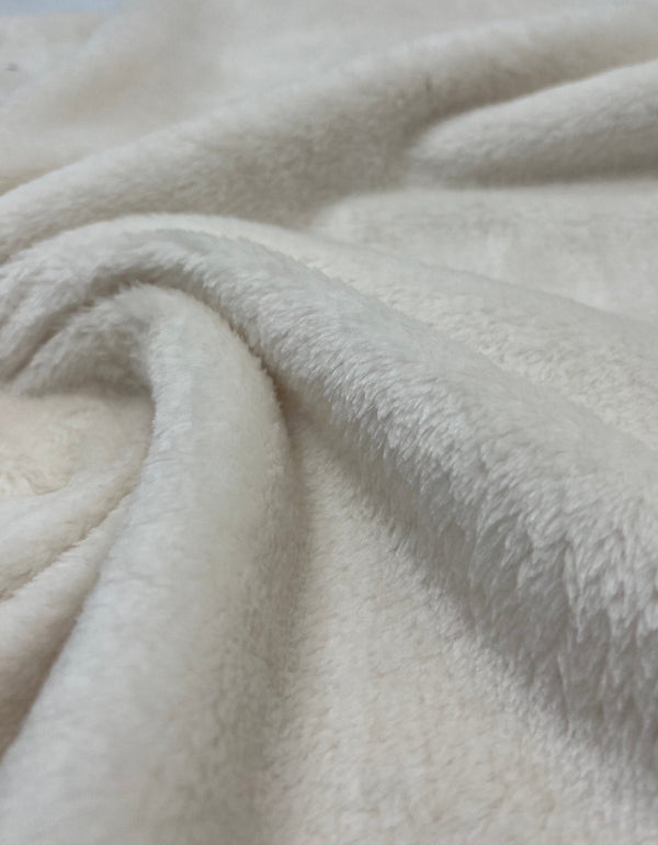 Ivory Super Soft Plain Cuddle Fleece Fabric Blanket Loungewear