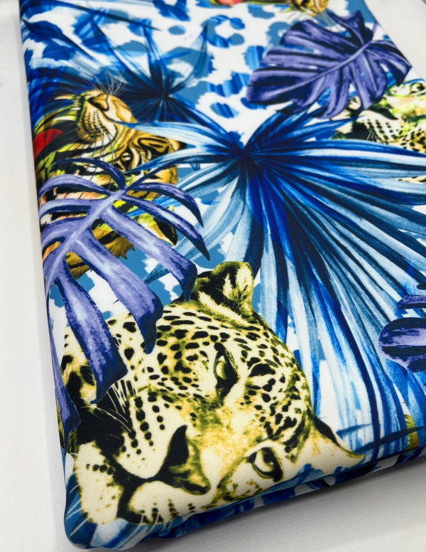 Jungle Leopard Plain Scuba Fabric