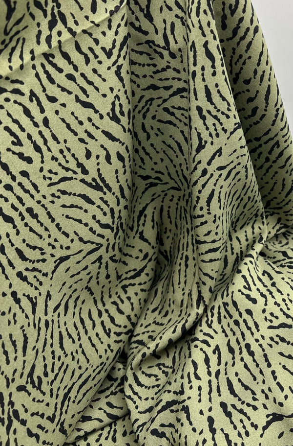 Khaki Black Mix Lightweight Non Stretch Woven Fabric