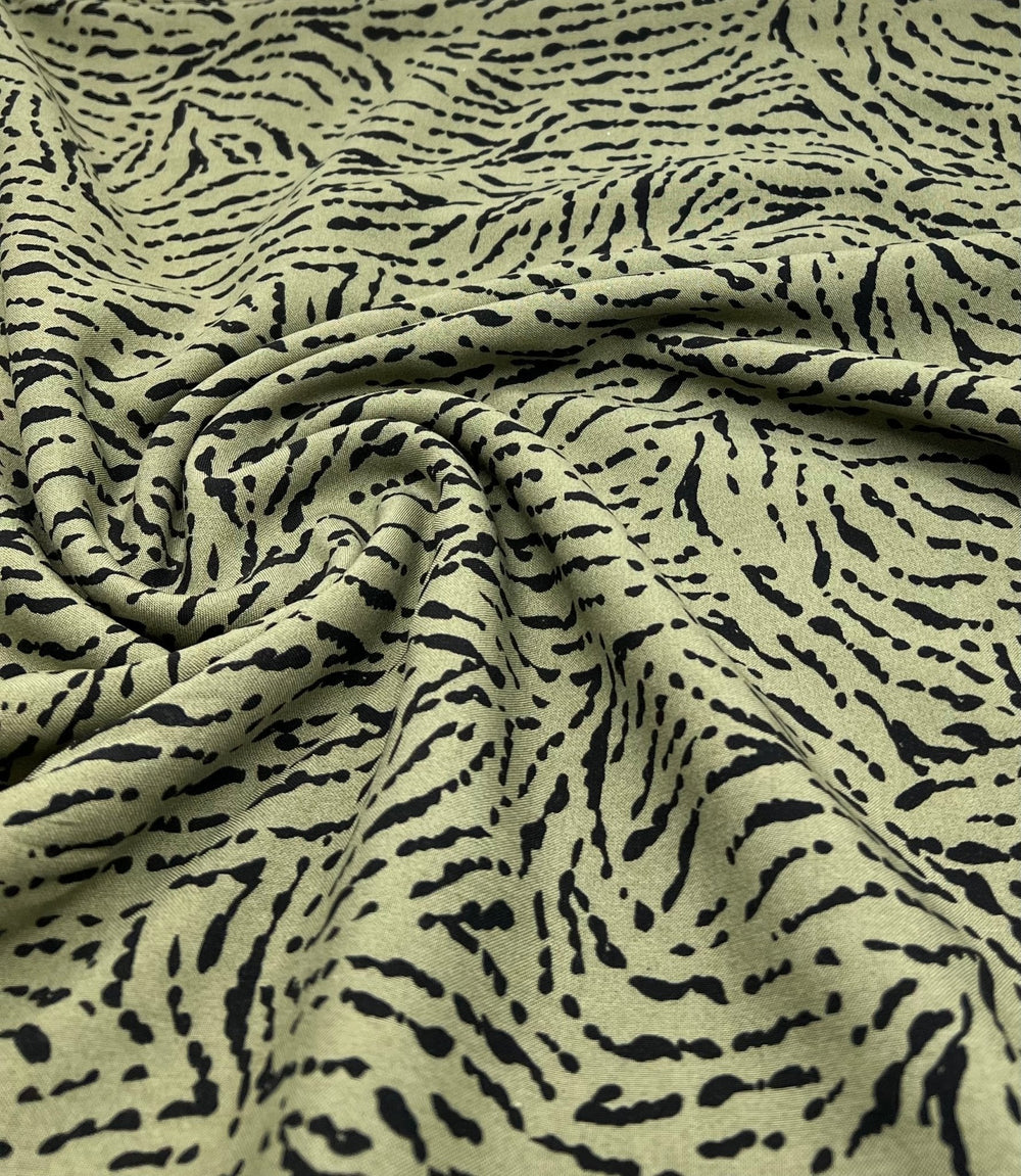 Khaki Black Mix Lightweight Non Stretch Woven Fabric