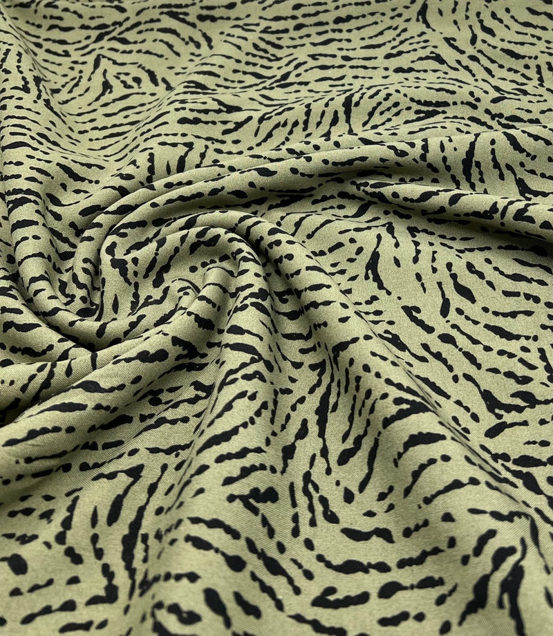 Khaki Black Mix Lightweight Non Stretch Woven Fabric