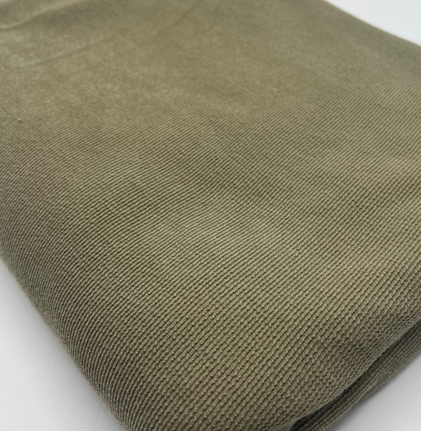 Khaki Crinkle Rib Stretch Fabric