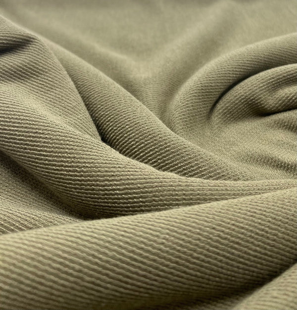 Khaki Crinkle Rib Stretch Fabric