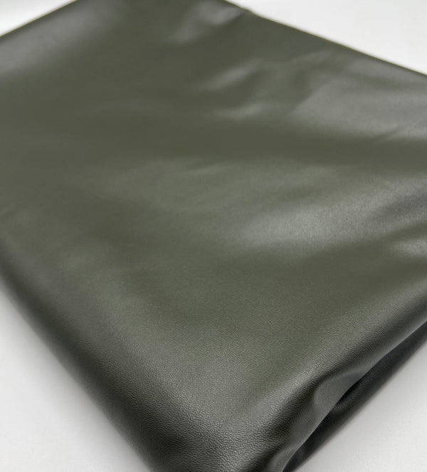 Khaki Green Cupro Wet look Leather Look Stretch Dress Craft Fabric