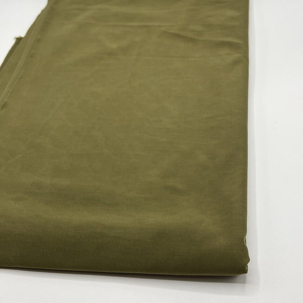 Khaki Green Plain Shiny Soft Touch Slinky 4 Way Stretch Fabric