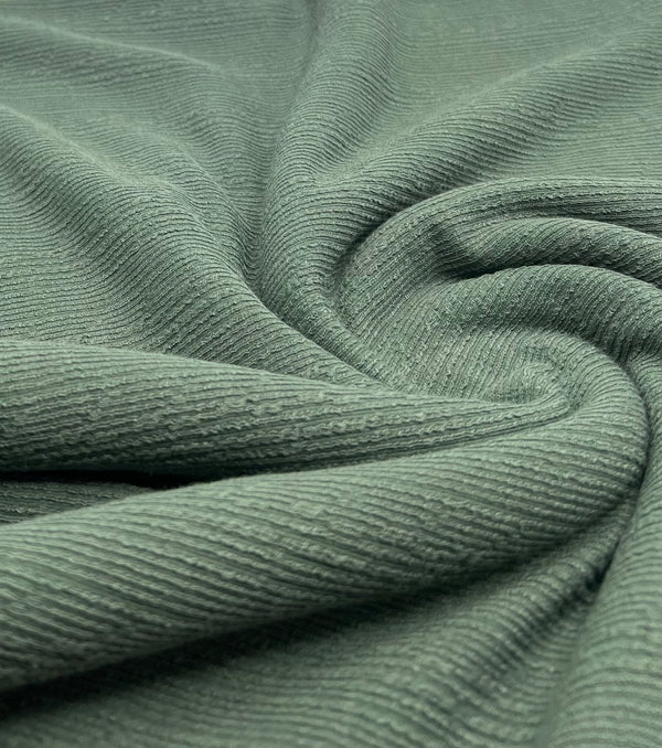 Khaki Green Soft Striped Textured Stretch Fabric