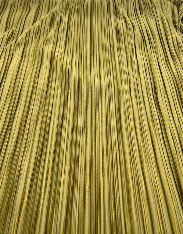 Khaki Stripe Plisse Pleated Stretch Fabric