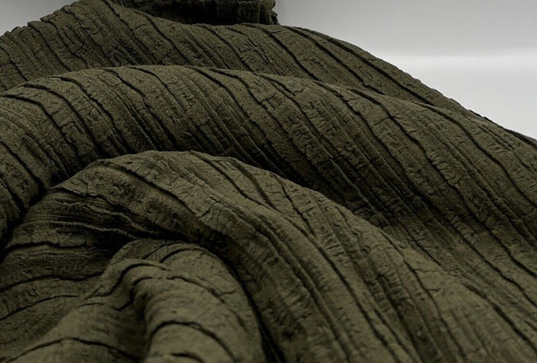 Khaki Thick Textured 4 Way Stretch Fabric