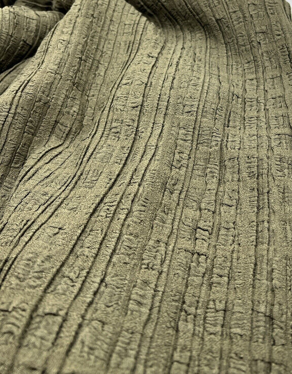 Khaki Thick Textured 4 Way Stretch Fabric