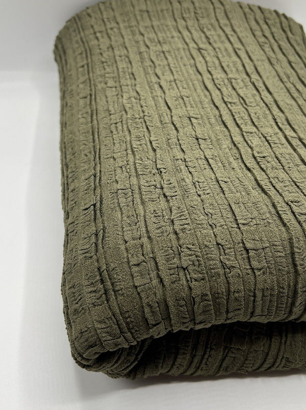 Khaki Thick Textured 4 Way Stretch Fabric