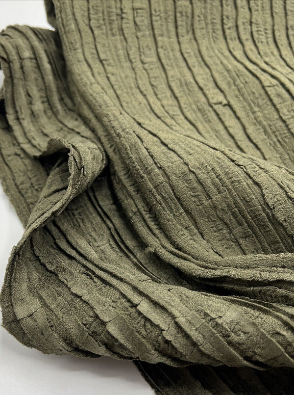Khaki Thick Textured 4 Way Stretch Fabric