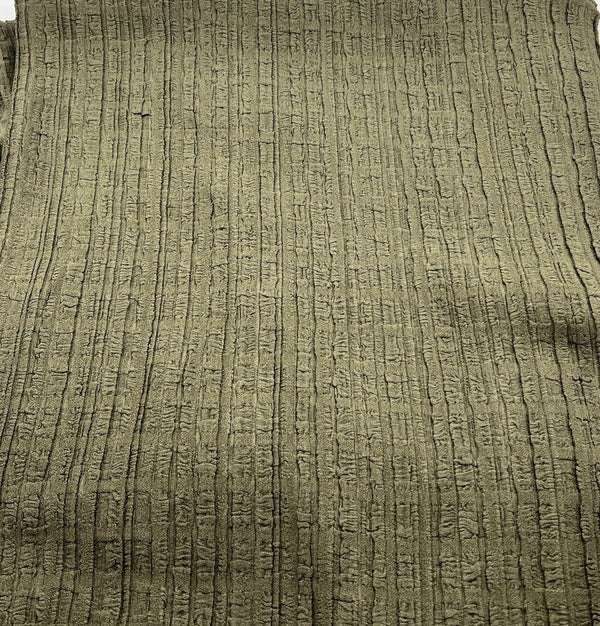 Khaki Thick Textured 4 Way Stretch Fabric