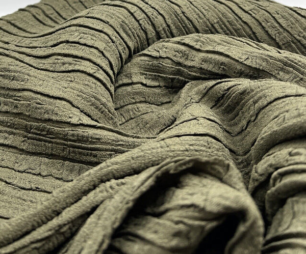 Khaki Thick Textured 4 Way Stretch Fabric