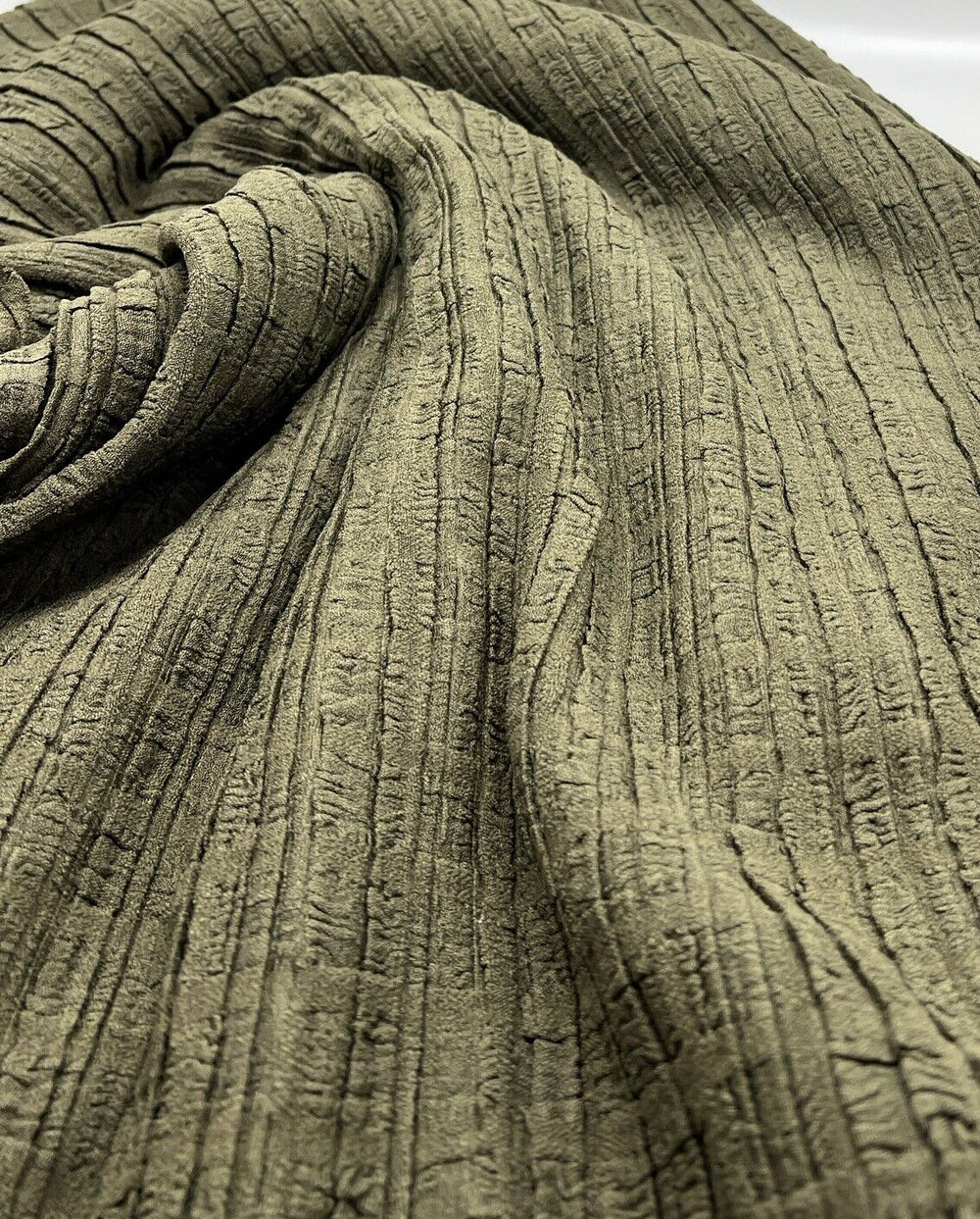 Khaki Thick Textured 4 Way Stretch Fabric