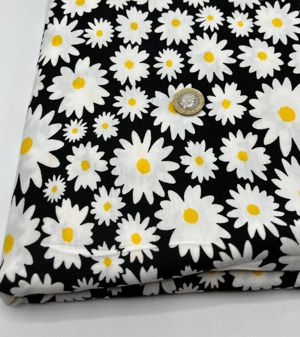 Large Daisy Print Viscose Elastane Fabric