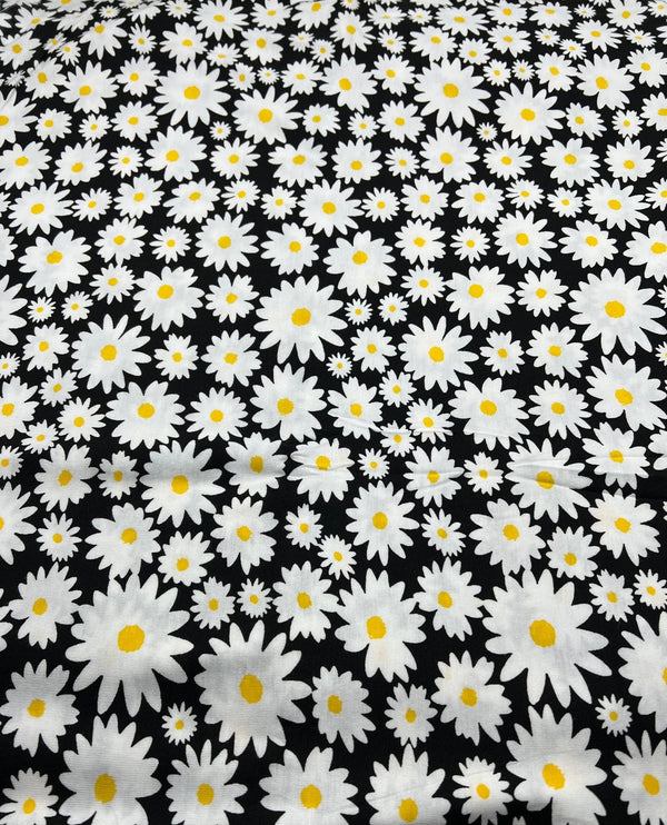 Large Daisy Print Viscose Elastane Fabric