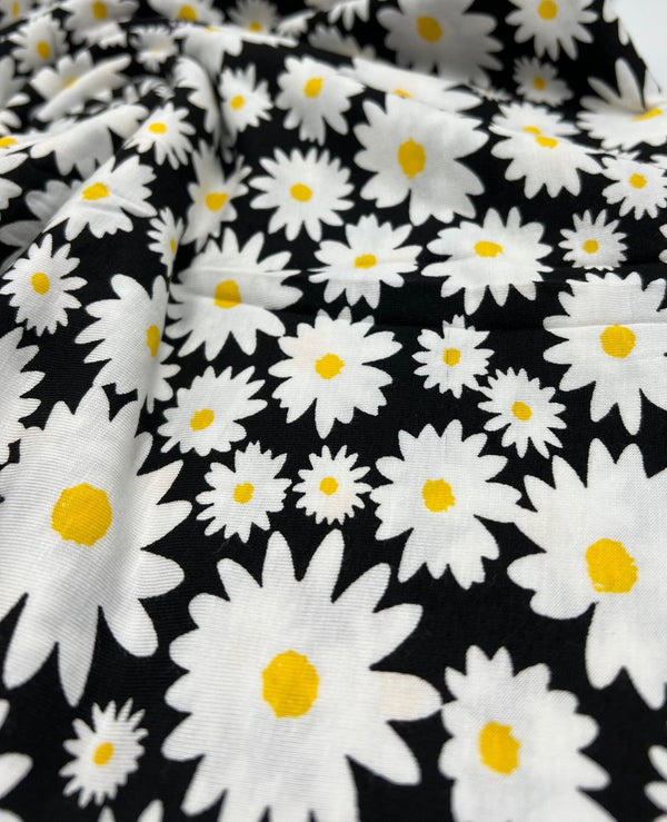 Large Daisy Print Viscose Elastane Fabric