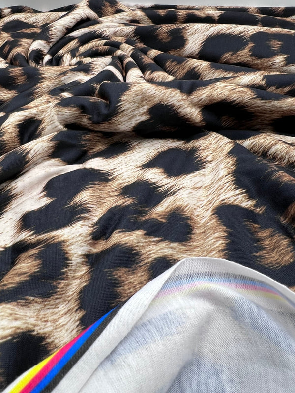 Large Leopard Print Spun Poly Stretch Fabric