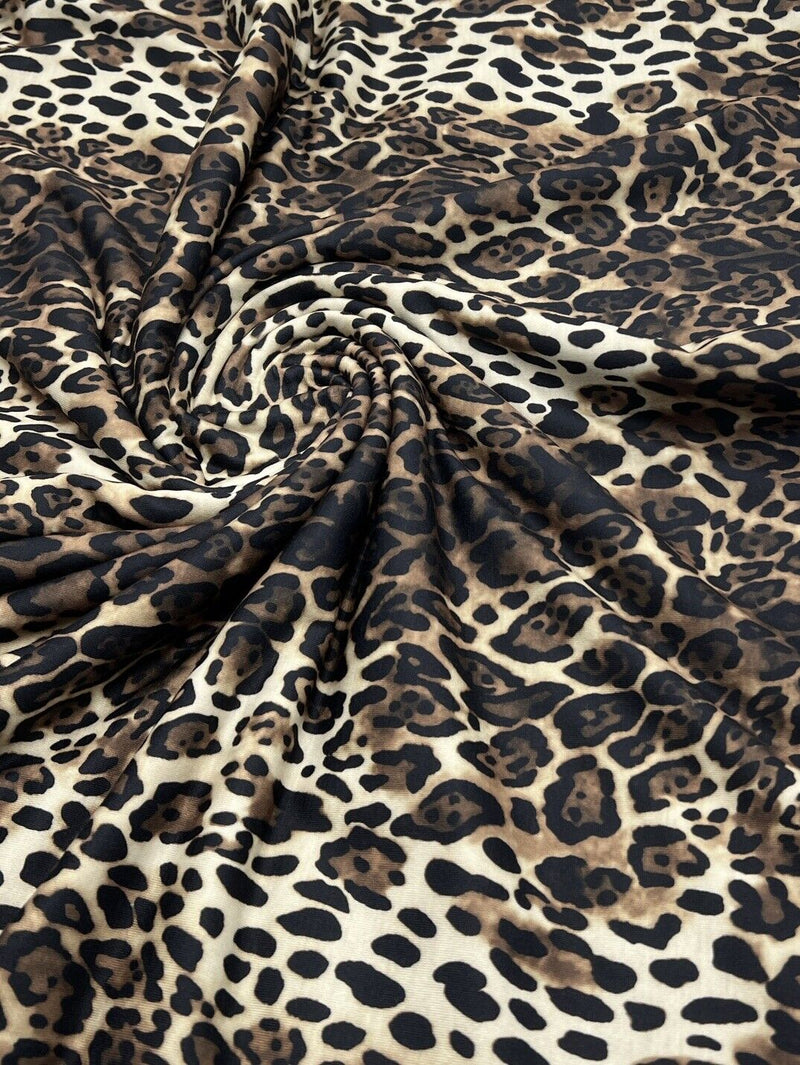 Leopard Animal Print Spun Poly Stretch Fabric