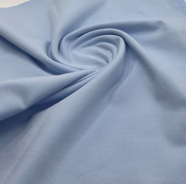 Light Blue Cotton Stretch Jersey 240 GSM 92/8 Lycra 4 Way Stretch