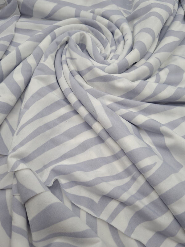Light Grey Zebra Print Soft Touch Stretch Fabric