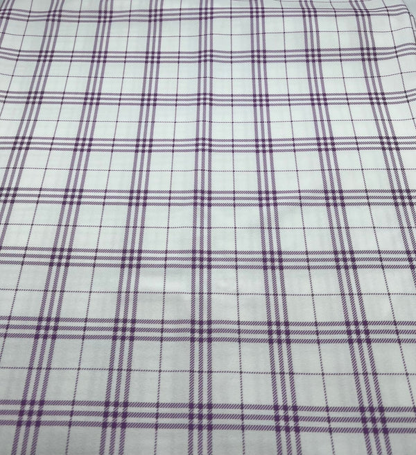 Lilac Check Printed Scuba Crepe Jersey Fabric 4 Way Stretch