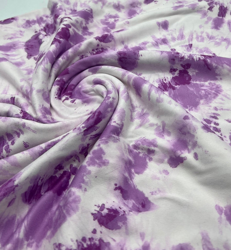 Lilac Pink Tie Print Super Soft Spun Poly Stretch Fabric