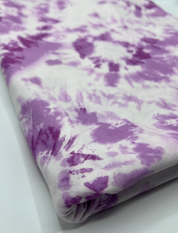 Lilac Pink Tie Print Super Soft Spun Poly Stretch Fabric