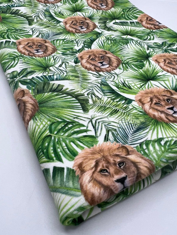 Lion Jungle Cotton Stretch Jersey 200 GSM 95/5 Lycra 4 Way Stretch